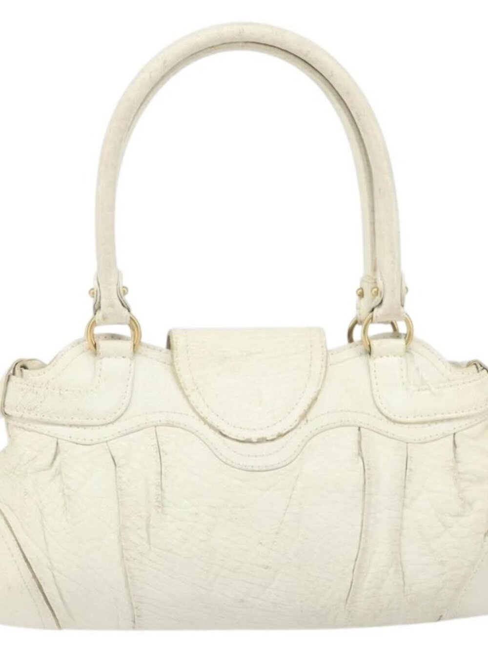 Salvatore Ferragamo Hand Bag Leather White Gold Auth bs33230 - Picture 3 of 15